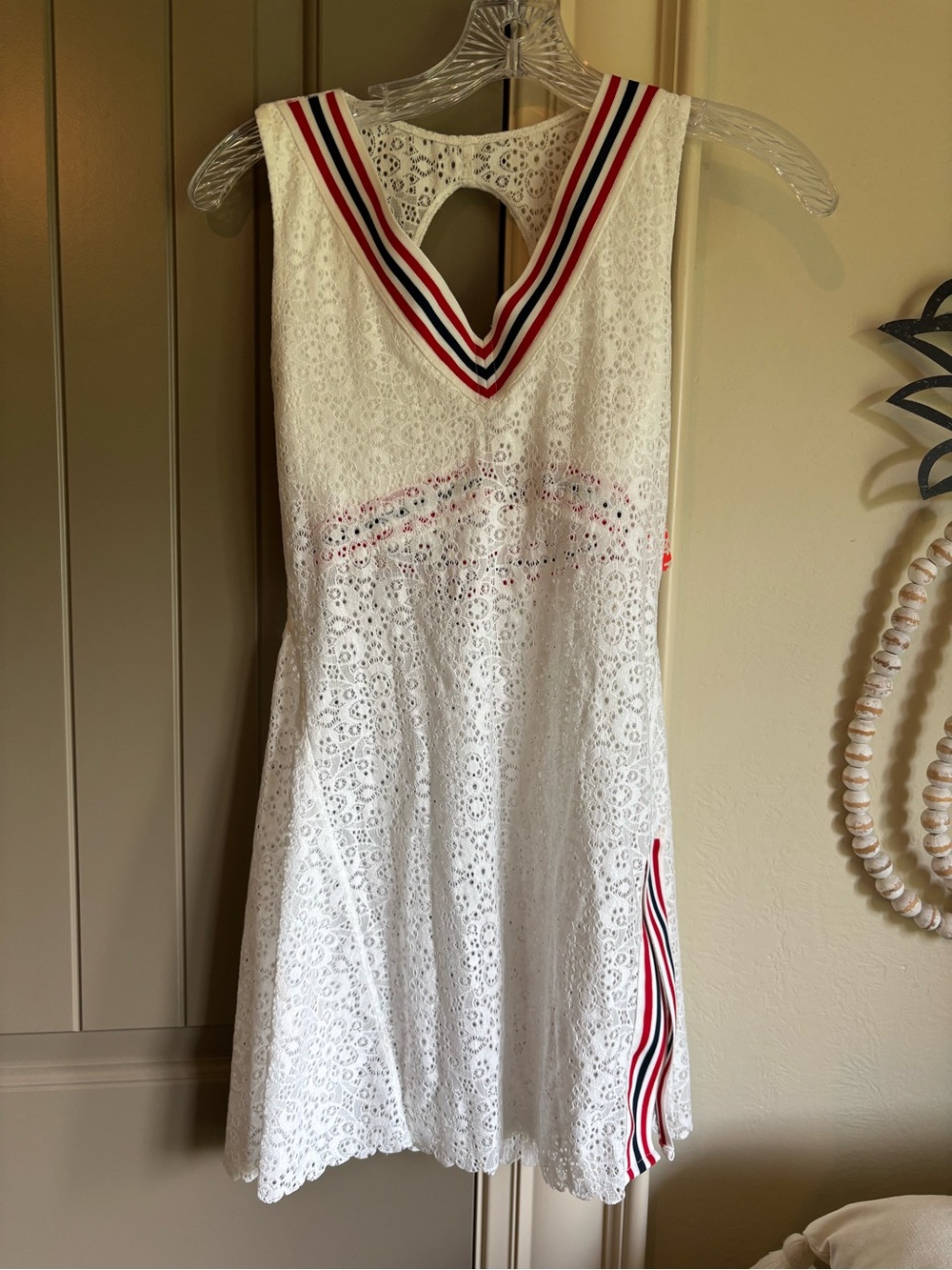 Free people red white blue lacy tennis dress